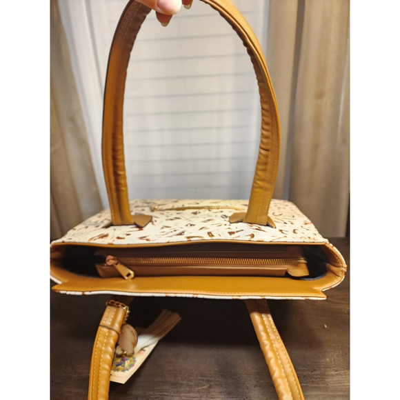 Gold White Sunflower Embossed Tooled Artisan LEATHER Crossbody Handbag Purse - Picture 10 of 15